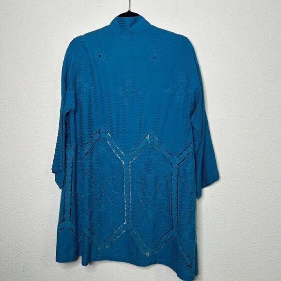 Soft Surroundings Women’s Blue Embroidered Open Front Duster Cardigan Size S - Picture 10 of 16